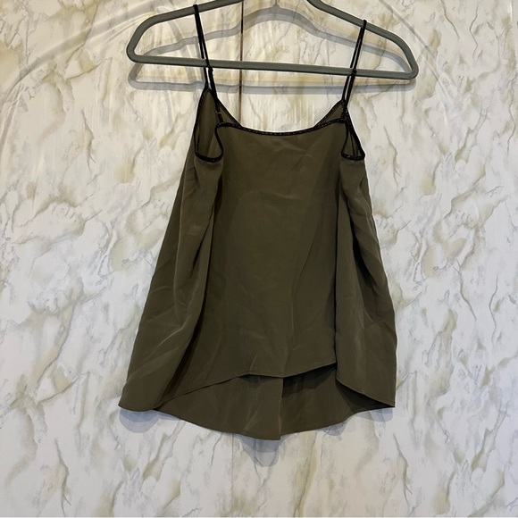 Joie x-small 100% silk tank top camisole olive green v-neck luxury fall neutral - Picture 6 of 7